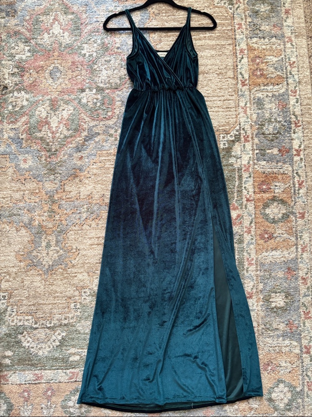 Emerald Green Velvet Maxi Dress